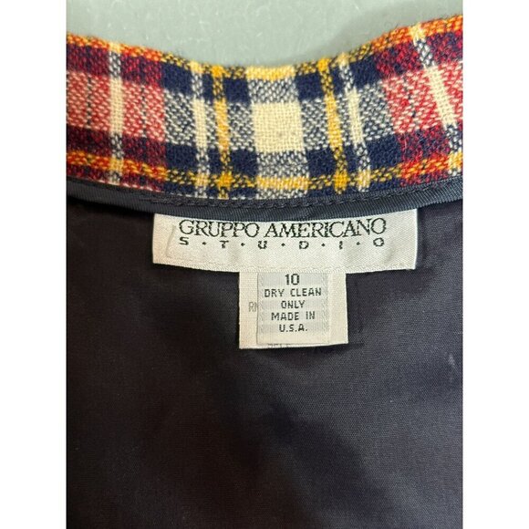 VTG Gruppo Americano Studio Women's 10 Wool Blend Plaid Fringe Long Wrap Skirt - Picture 3 of 13